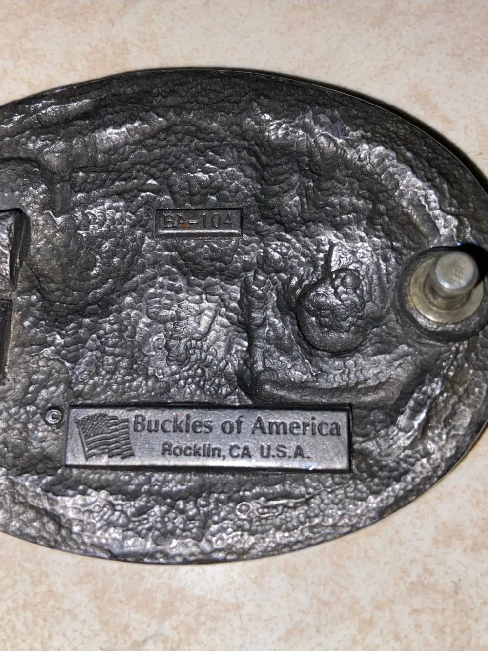 USMC Embossed Brown Leather Belt with Metal Buckle